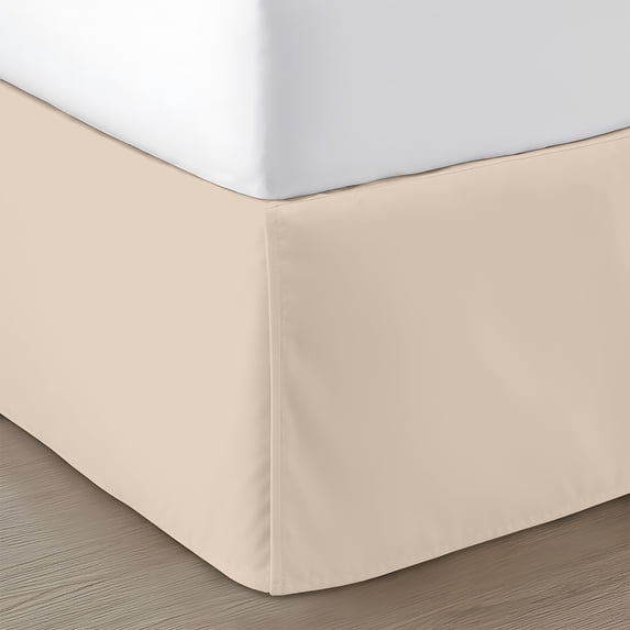SGI bedding 17 inch Drop Bed Skirt Full Size Platform Style, Classic Tailored Look, Elegant Pleated Style Dust Ruffle, Split Corners, Wrinkle Resistant Microfiber - Beige
