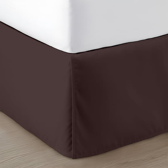 SGI bedding 18 inch Drop Bed Skirt Full Size Platform Style, Classic Tailored Look, Elegant Pleated Style Dust Ruffle, Split Corners, Wrinkle Resistant Microfiber - Chocolate