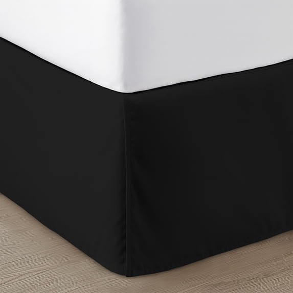 SGI bedding 15 inch Drop Bed Skirt Queen Size Platform Style, Classic Tailored Look, Elegant Pleated Style Dust Ruffle, Split Corners, Wrinkle Resistant Microfiber - Black