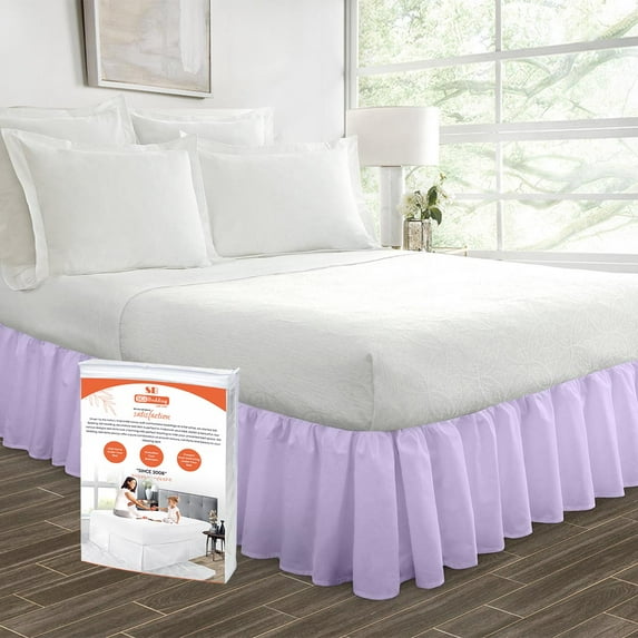 SGI Bedding 14 Inch Ruffled Bedskirt | Microfiber Ruffled Bed Skirt | Fade-Resistant, Wrinkle-free, Anti-static, Decorative, Extra Storage Space, Clutter-Free |King, Lilac