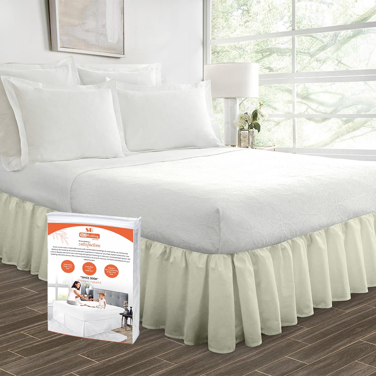 SGI Bedding 14 Inch Ruffled Bedskirt Microfiber Ruffled Bed Skirt