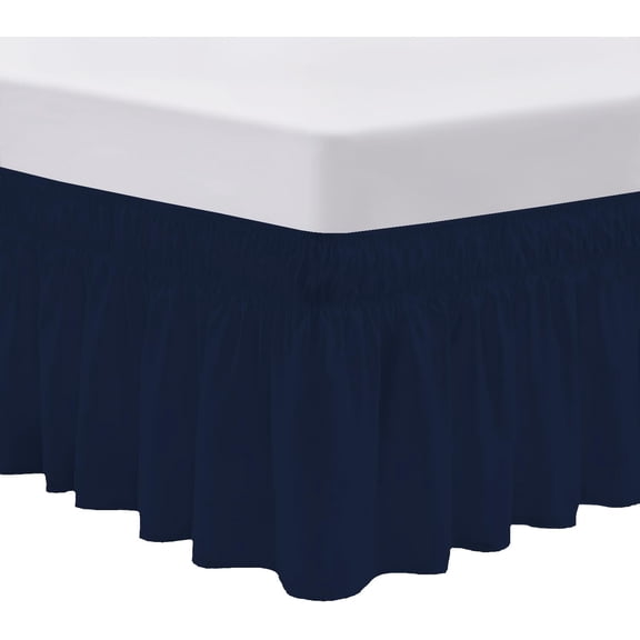 SGI Bedding 14 Inch Wrap Around Bed Skirt | Microfiber Bed Skirt | Full, Navy Blue