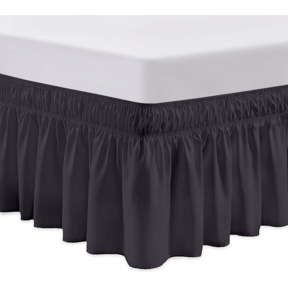 SGI Bedding 14 Inch Wrap Around Bed Skirt | Microfiber Bed Skirt | Queen, Dark Gray