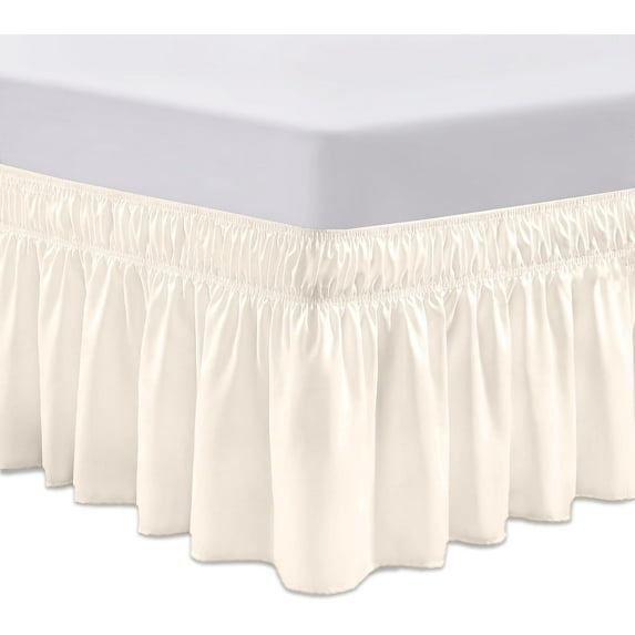 SGI Bedding 14 Inch Wrap Around Bed Skirt | Microfiber Bed Skirt | Queen, Ivory