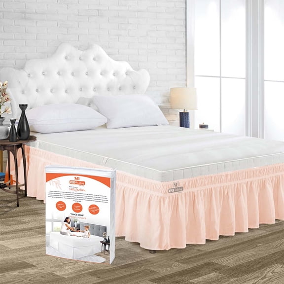 SGI Bedding 14 Inch Wrap Around Bed Skirt | Microfiber Bed Skirt | Queen, Peach