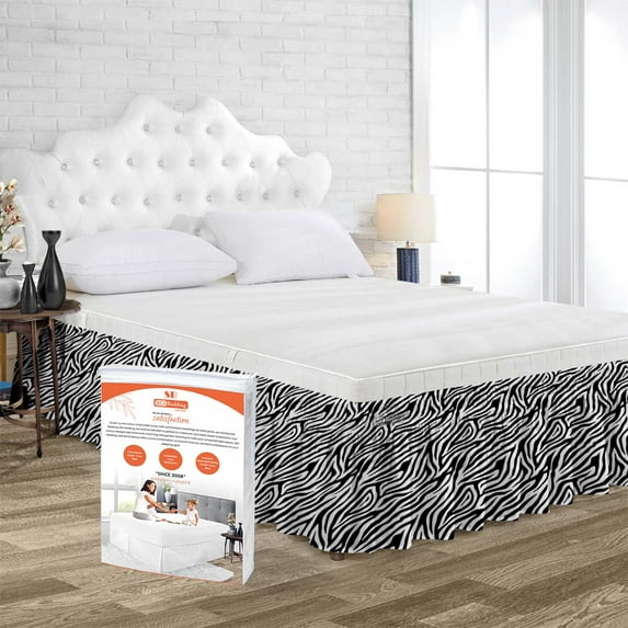 SGI Bedding 14 Inch Wrap Around Bedskirt | Microfiber Wrap Around Bed Skirt | Fade-Resistant, Wrinkle-free, Anti-static, Decorative, Extra Storage Space, Clutter-Free | Family XL, Zebra Print