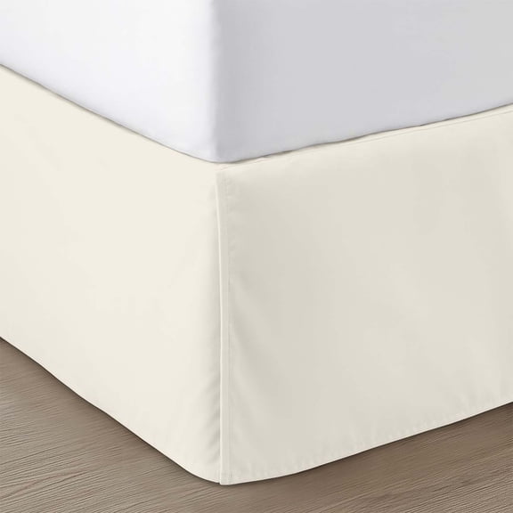 SGI bedding 21 inch Drop Bed Skirt Full Size Platform Style, Classic Tailored Look, Elegant Pleated Style Dust Ruffle, Split Corners, Wrinkle Resistant Microfiber - Cream