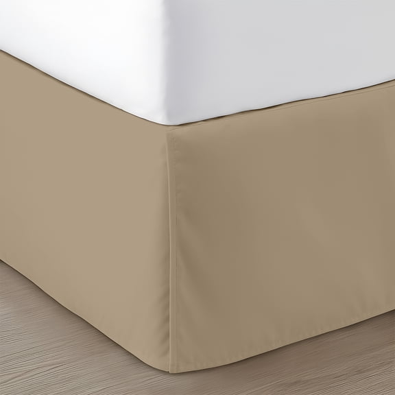 SGI bedding 18 inch Drop Bed Skirt Full Size Platform Style, Classic Tailored Look, Elegant Pleated Style Dust Ruffle, Split Corners, Wrinkle Resistant Microfiber - Taupe
