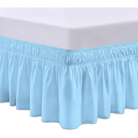 SGI Bedding 16 Inch Wrap Around Bed Skirt | Microfiber Bed Skirt | California King, Light Blue