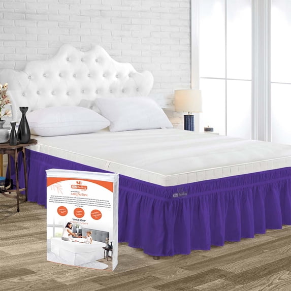 SGI Bedding 16 Inch Wrap Around Bedskirt | Microfiber Wrap Around Bed Skirt | Fade-Resistant, Wrinkle-free, Anti-static, Decorative, Extra Storage Space, Clutter-Free | Wyoming King, Purple