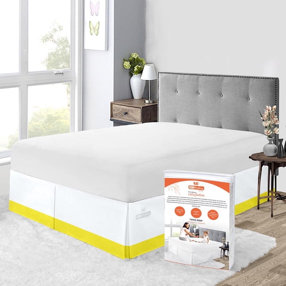 SGI Bedding 18 Inch Dual Tone Bed Skirt | Microfiber Bed Skirt | Fade Resistant, Wrinkle Free, Anti-static, Decorative, Extra Storage Space, Clutter-Free | Olympic Queen, Yellow