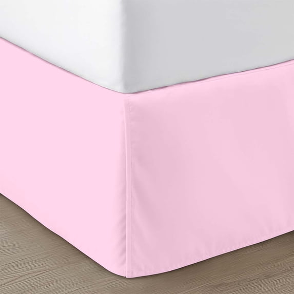 SGI bedding 12 inch Drop Bed Skirt King Size Platform Style, Classic Tailored Look, Elegant Pleated Style Dust Ruffle, Split Corners, Wrinkle Resistant Microfiber - Pink