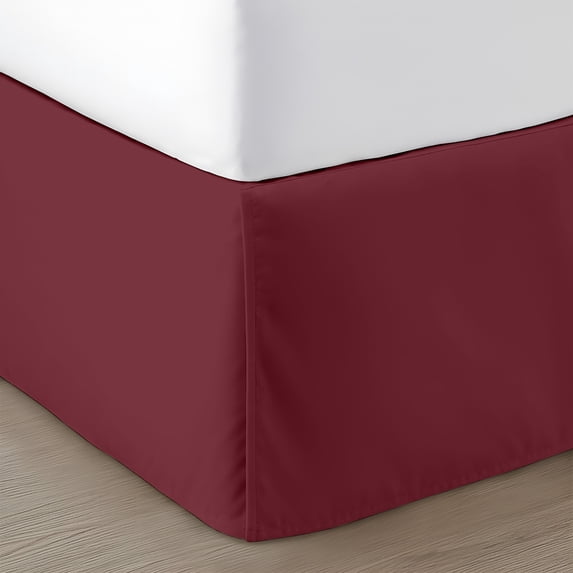 SGI bedding 21 inch Drop Bed Skirt Full Size Platform Style, Classic Tailored Look, Elegant Pleated Style Dust Ruffle, Split Corners, Wrinkle Resistant Microfiber - Burgundy