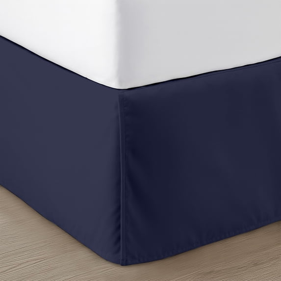 SGI bedding 18 inch Drop Bed Skirt California King Size Platform Style, Classic Tailored Look, Elegant Pleated Style Dust Ruffle, Split Corners, Wrinkle Resistant Microfiber - Navy Blue