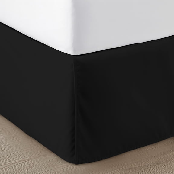 SGI bedding 18 inch Drop Bed Skirt Queen Size Platform Style, Classic Tailored Look, Elegant Pleated Style Dust Ruffle, Split Corners, Wrinkle Resistant Microfiber - Black