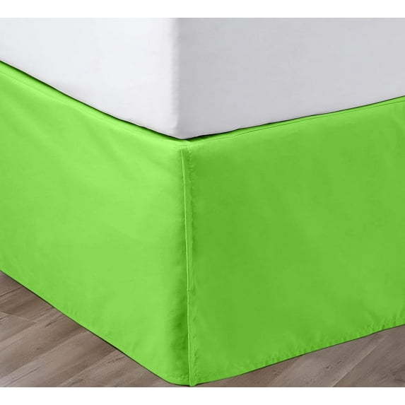 SGI Bedding 18 Inch Pleated Bed Skirt | Microfiber Bed Skirt | Fade Resistant, Wrinkle Free, Anti-static, Decorative, Extra Storage Space, Clutter-Free | Queen, Parrot Green