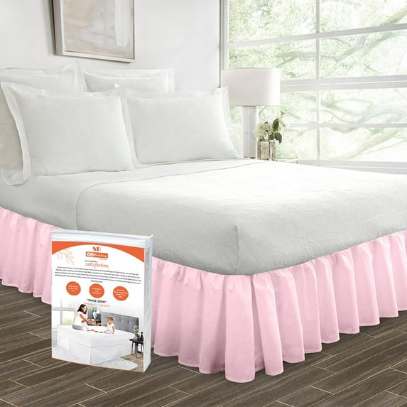SGI Bedding 18 Inch Ruffled Bed Skirt | Microfiber Bed Skirt | Fade Resistant, Wrinkle Free, Anti-static, Decorative, Extra Storage Space, Clutter-Free |Twin, Pink