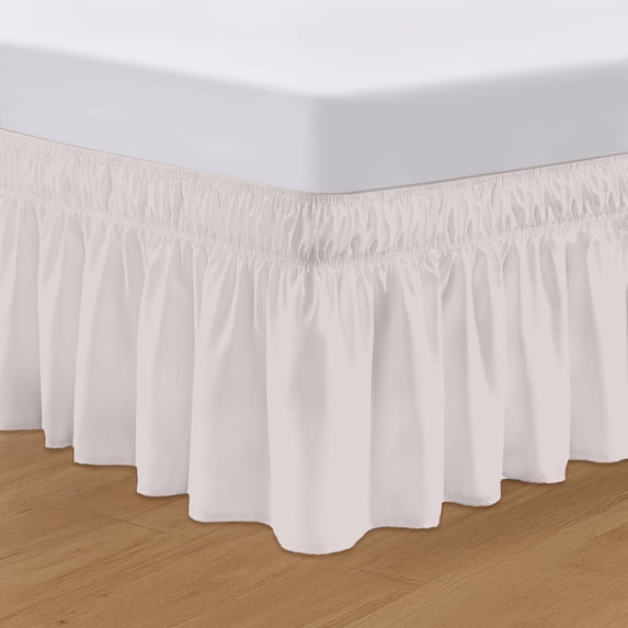 SGI bedding 15 inch Drop Wraparound Bed Skirt Queen Size - No Lifting Required, Adjustable Easy Fit Elastic Strap, Classic Gathered Styling Dust Ruffle, Fade Resistant -Light Grey