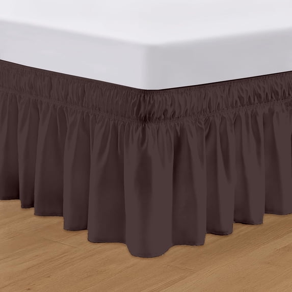 SGI bedding 9 inch Drop Wraparound Bed Skirt California King Size - No Lifting Required, Adjustable Easy Fit Elastic Strap, Classic Gathered Styling Dust Ruffle, Fade Resistant -Chocolate