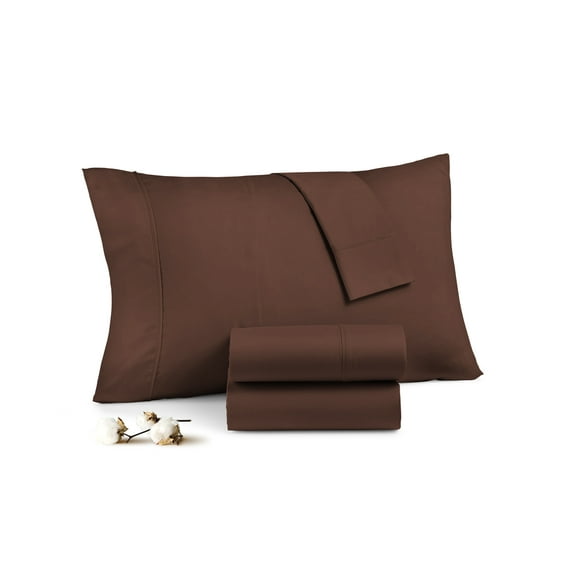 SGI Bedding 2 Piece 26X26 Shams Chocolate Solid 600 Thread Count Standard Shams