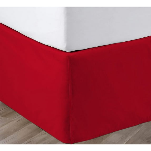 SGI Bedding 21 Inch Pleated Bed Skirt | Microfiber Bed Skirt | Fade Resistant, Wrinkle Free, Anti-static, Decorative, Extra Storage Space, Clutter-Free | California King, Blood Red