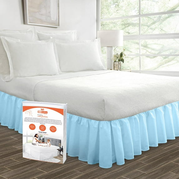 SGI Bedding 21 Inch Ruffled Bed Skirt | Microfiber Bed Skirt | Fade Resistant, Wrinkle Free, Anti-static, Decorative, Extra Storage Space, Clutter-Free |California King, Light Blue