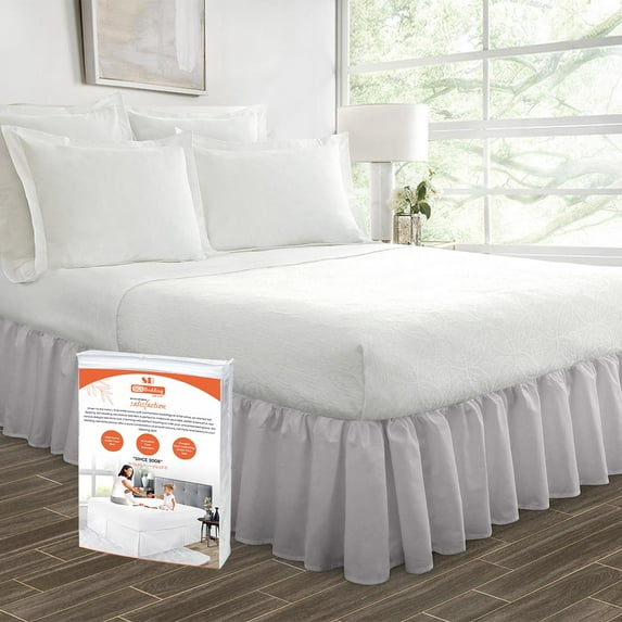SGI Bedding 21 Inch Ruffled Bed Skirt | Microfiber Bed Skirt | Fade Resistant, Wrinkle Free, Anti-static, Decorative, Extra Storage Space, Clutter-Free |Twin, Light Gray