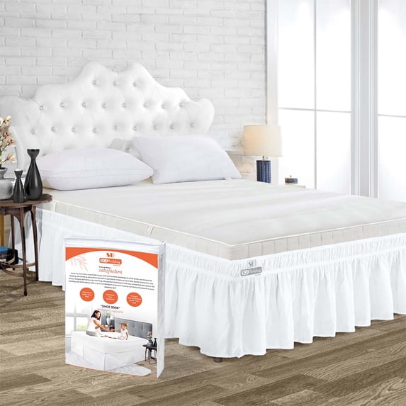 SGI Bedding 21 Inch Wrap Around Bedskirt | Microfiber Wrap Around Bed Skirt | Fade-Resistant, Wrinkle-free, Anti-static, Decorative, Extra Storage Space, Clutter-Free | Texas King, White