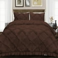 thumbnail image 1 of SGI Bedding 3 Piece Cotton Diamond Ruffle Duvet Cover Chocolate Solid 600TC Oversized Queen, 1 of 8