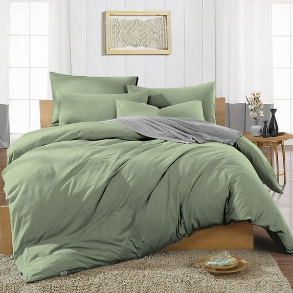 SGI Bedding 3 Piece Cotton Duvet Cover Moss Solid 600 Thread Count Twin XL