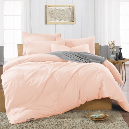 SGI Bedding 3 Piece Cotton Duvet Cover Peach Solid 600 Thread Count King