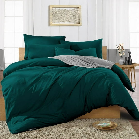 SGI Bedding 3 Piece Cotton Duvet Cover Teal Solid 600 Thread Count Twin XL