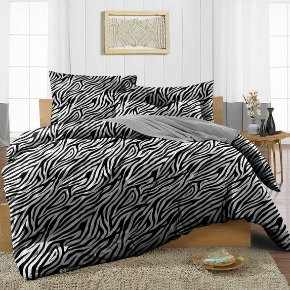 SGI Bedding 3 Piece Cotton Duvet Cover Zebra Print Solid 600 Thread Count Calking
