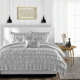 thumbnail image 1 of SGI Bedding 3 Piece Cotton Multi Ruffle Duvet Cover Light Gray Solid 600TC King, 1 of 7
