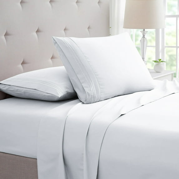 SGI Bedding 600 TC Egyptian Cotton Bed Sheet Set - Alaskan King Size Sheets 600 Count Sheets for Alaskan King Size Bed - Soft, Durable Sheets Cotton Sheets in 600 TC 18" Deep White