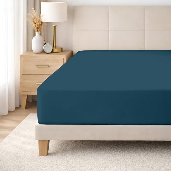 SGI bedding 100% Egyptian Cotton 600 TC Twin Size Fitted Sheet Only Soft, Smooth Sateen Weave 15" inch Deep Pocket Fitted Bed Sheet - Teal