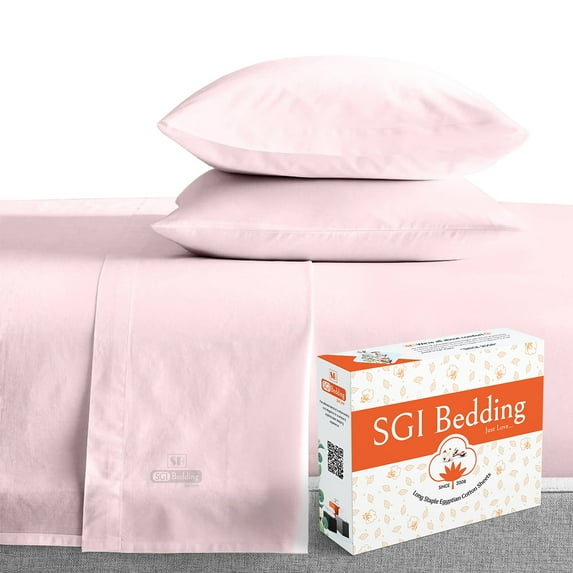 SGI Bedding 600 TC Egyptian Cotton Bed Sheet Set - Olympic Queen Size Sheets 600 Count Sheets for Olympic Queen Size Bed - Soft, Durable Sheets Cotton Sheets in 600 TC 18" Deep Pink