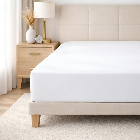 SGI bedding 100% Egyptian Cotton 600 TC Twin Size Fitted Sheet Only Soft, Smooth Sateen Weave 15" inch Deep Pocket Fitted Bed Sheet - White