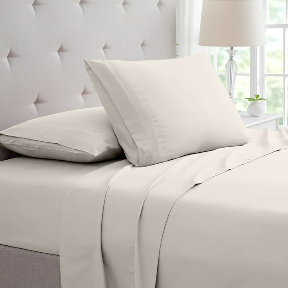 SGI Bedding 600 TC Egyptian Cotton Bed Sheet Set - Short King Size Sheets 600 Count Sheets for Short King Size Bed - Soft, Durable Sheets Cotton Sheets in 600 TC 21" Deep Ivory