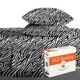 thumbnail image 1 of SGI Bedding 600 TC Egyptian Cotton Bed Sheet Set - Short Queen Size Sheets 600 Count Sheets for Short Queen Size Bed - Soft, Durable Sheets Cotton Sheets in 600 TC 15" Deep Zebra Print, 1 of 8