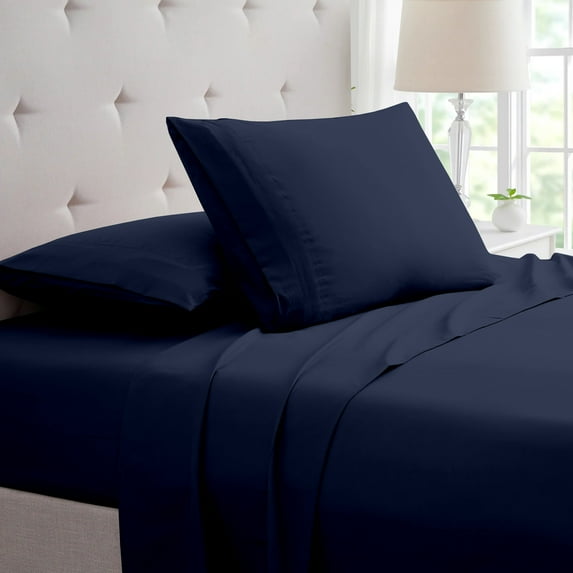 SGI Bedding 600 TC Egyptian Cotton Bed Sheet Set - Short Queen Size Sheets 600 Count Sheets for Short Queen Size Bed - Soft, Durable Sheets Cotton Sheets in 600 TC 21" Deep Navy Blue
