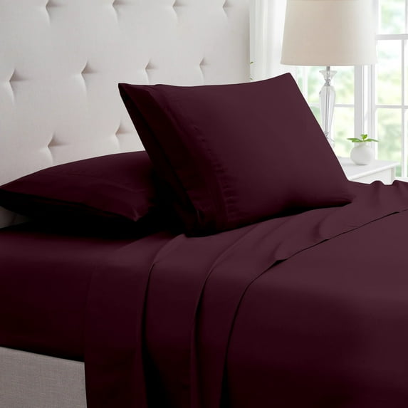 SGI Bedding 600 TC Egyptian Cotton Bed Sheet Set - Split Queen Size- 2 Fitted Sheet, 1 Flat Sheet, 2 Pillowcases 5Pc Soft, Durable Sheets Cotton Sheets 12" Deep Wine