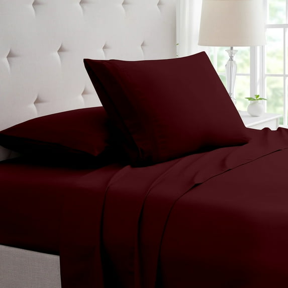 SGI Bedding 600 TC Egyptian Cotton Bed Sheet Set - Twin XL Size Sheets 600 Count Sheets for Twin XL Size Bed - Soft, Durable Sheets Cotton Sheets in 600 TC 21" Deep Burgundy