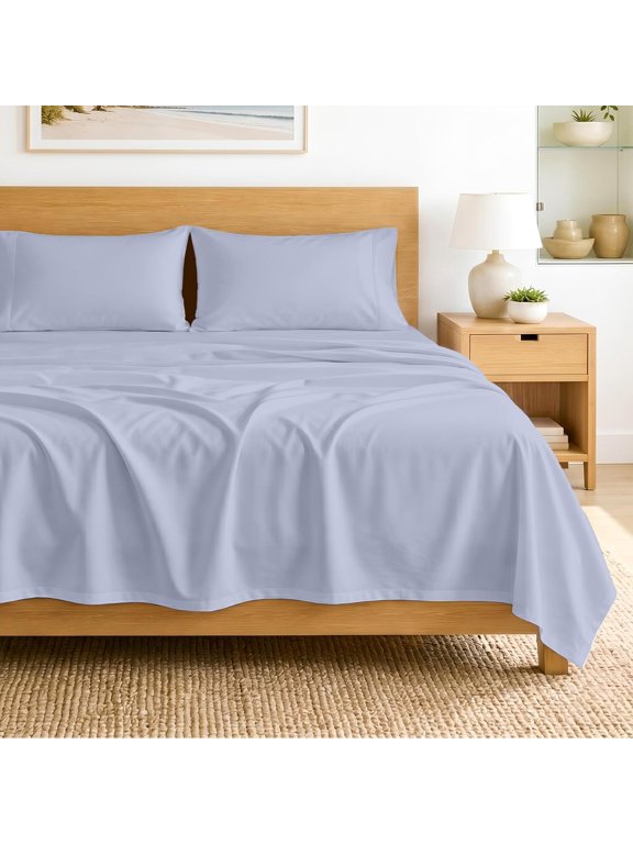 600 TC Full-XL Size 4 Pc Sheet set - 100% Egyptian Cotton Sheets Sateen Weave, Breathable, 12" Deep Pocket, Hotel Luxury Soft Bed Sheets, Cornflower Blue