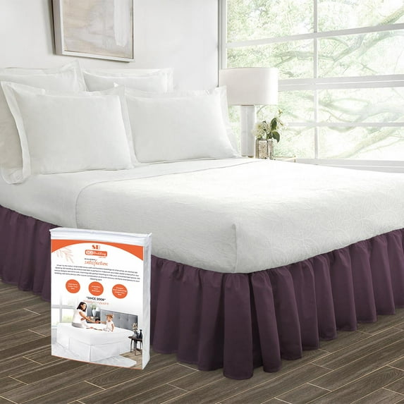 SGI Bedding 9 Inch Ruffled Bed Skirt | Microfiber Bed Skirt | Fade Resistant, Wrinkle Free, Anti-static, Decorative, Extra Storage Space, Clutter-Free |Full, Plum