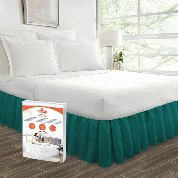 SGI Bedding 9 Inch Ruffled Bed Skirt | Microfiber Bed Skirt | Fade Resistant, Wrinkle Free, Anti-static, Decorative, Extra Storage Space, Clutter-Free |King, Teal