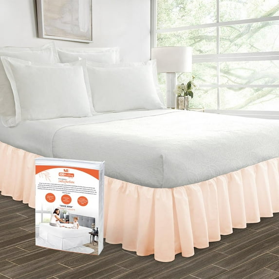 SGI Bedding 9 Inch Ruffled Bed Skirt | Microfiber Bed Skirt | Fade Resistant, Wrinkle Free, Anti-static, Decorative, Extra Storage Space, Clutter-Free |Twin, Peach