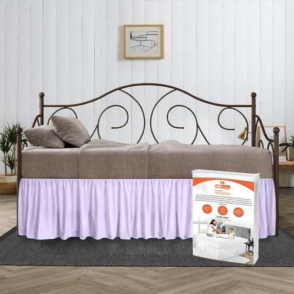 SGI Bedding Day Bed Skirt | Full 12" Inch Drop, Ruffled Microfiber Bed Skirt | Fade Resistant, Wrinkle Free, Anti-static, Decorative, Extra Storage Space, Clutter-Free | Lavender