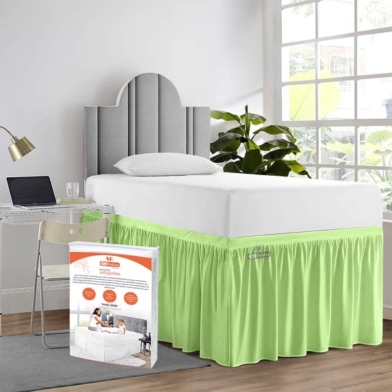 SGI Bedding Dorm Room Bed Skirt | Twin XL 36" Ruffled Microfiber Bed Skirt | Fade Resistant, Wrinkle Free, Anti-static, Decorative, Extra Storage Space, Clutter-Free | Sage