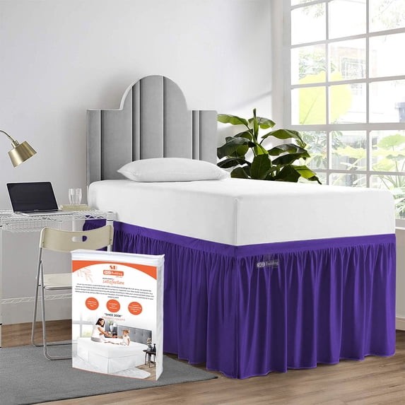 SGI Bedding Dorm Room Bed Skirt | Twin XL 40" Ruffled Microfiber Bed Skirt | Fade Resistant, Wrinkle Free, Anti-static, Decorative, Extra Storage Space, Clutter-Free | Purple